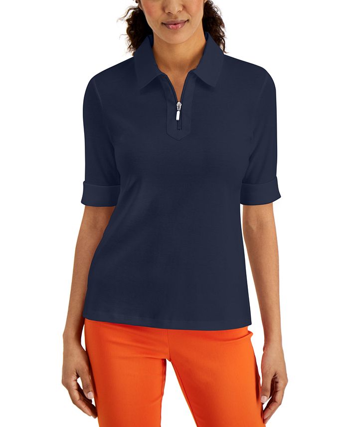 Karen Scott Petite ElbowLength Collared Shirt, Created for Macy's