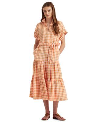 polo ralph lauren gingham linen shirtdress