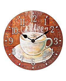 Clock 12" Round Coffee Decor Analog Quartz Wall Clock