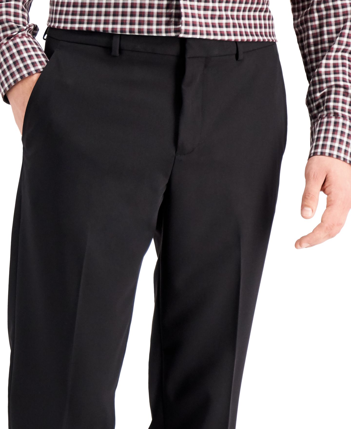 Мужские брюки Perry Ellis Portfolio Modern-Fit Stretch Solid Resolution, цвет: Чёрный однотонный — фото 7