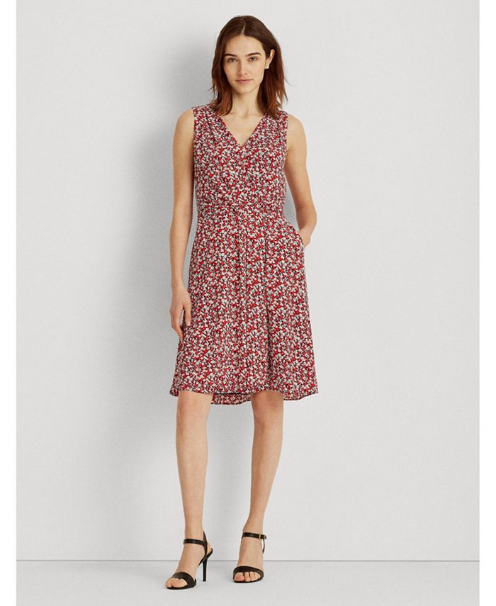 ralph lauren crepe sleeveless gown
