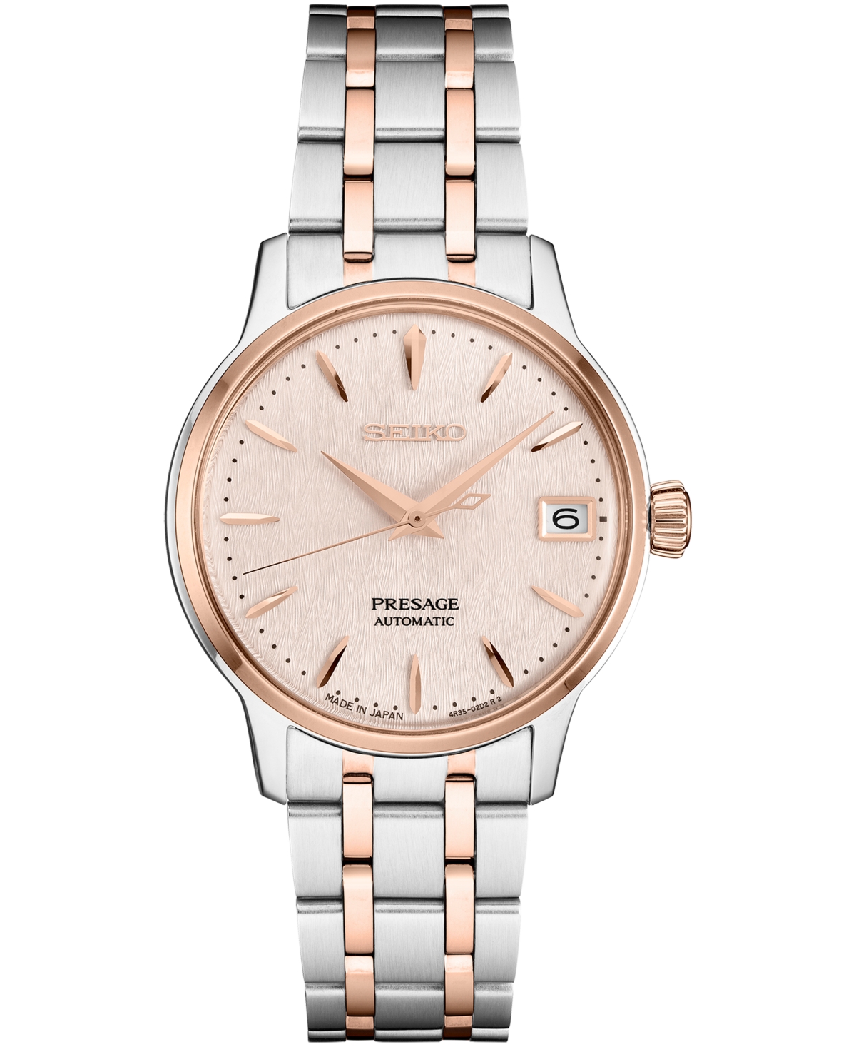 Women's Automatic Presage Two-Tone Stainless Steel Bracelet Watch 34mm - Pink