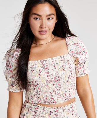 Dizzy Lizzy - Ditsy Floral-Print Smocked Top