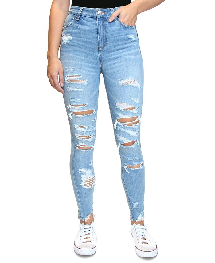 Almost Famous High Rise Ripped Skinny Jeans - Macy's