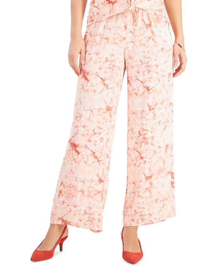 JM Collection Plus Size Ariana Printed Wide-Leg Pants, Created for Macy ...