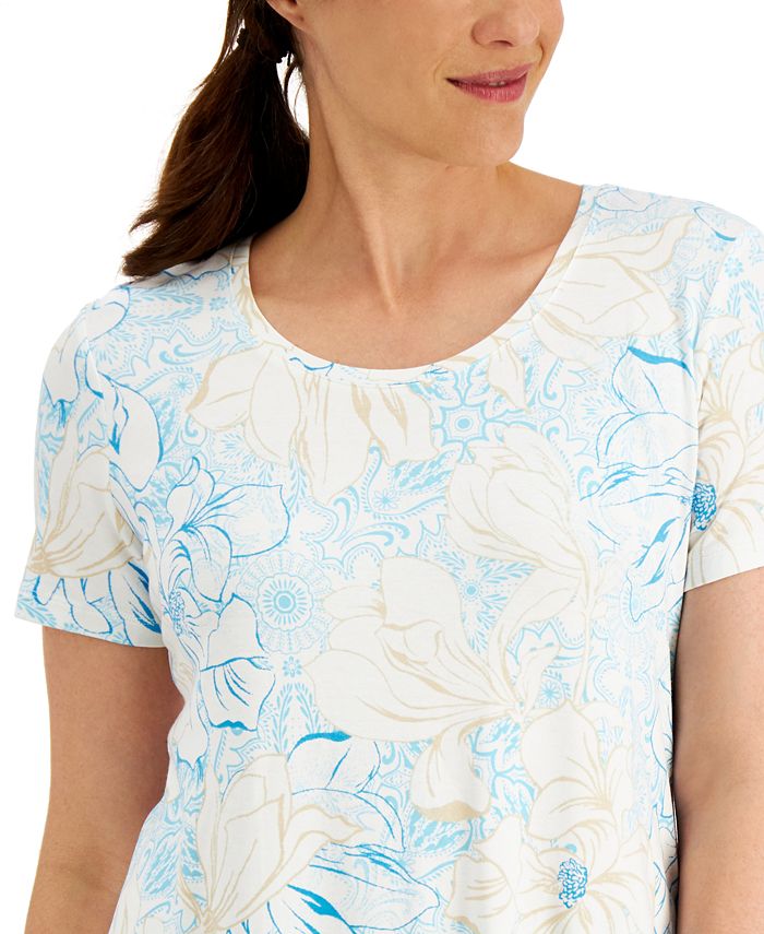 JM Collection Printed Short-Sleeved Top, Created for Macy's - Macy's