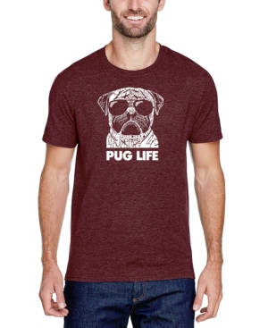 Shop La Pop Art Men's Premium Blend Word Art Pug Life T-shirt In Burgundy
