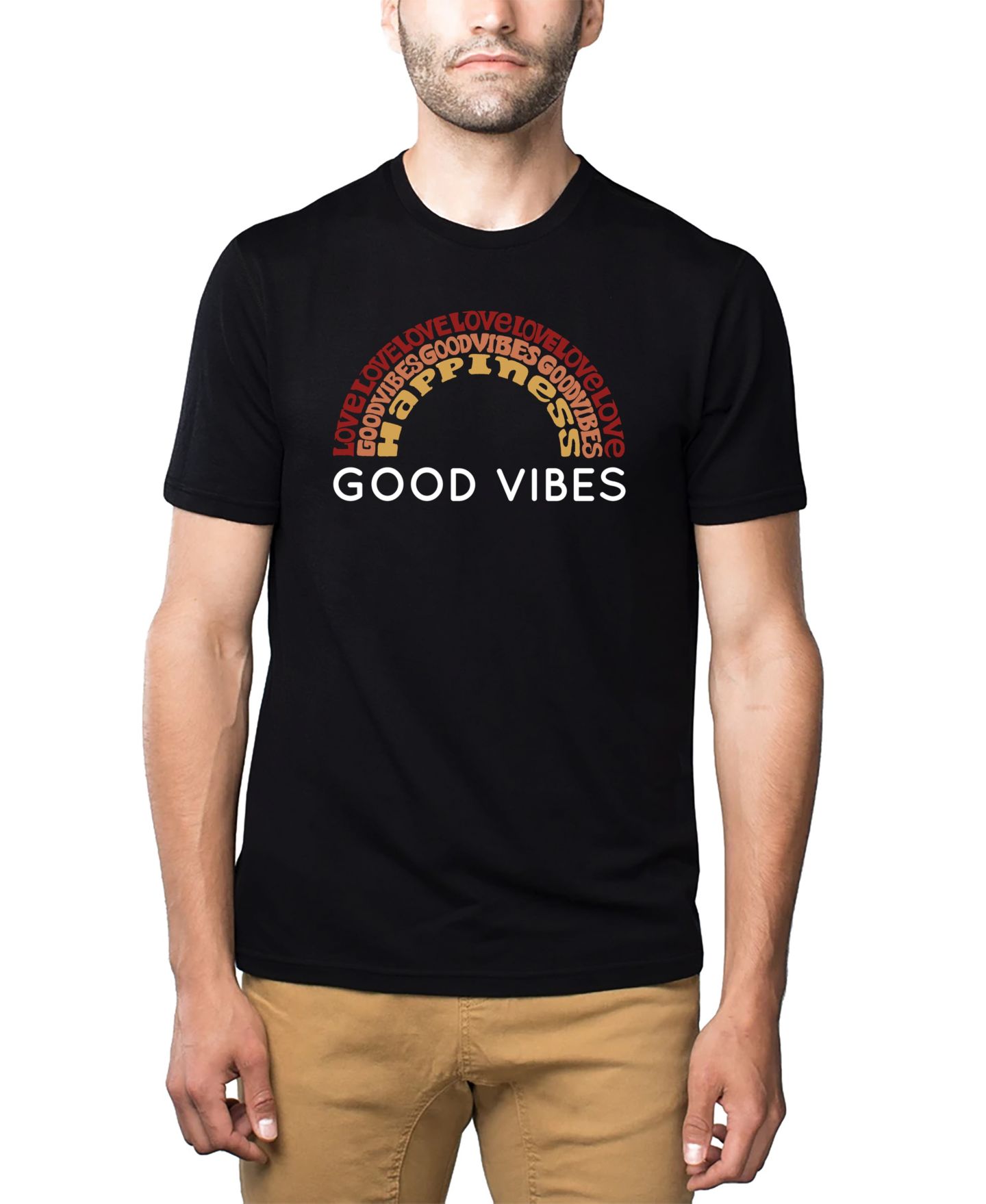 Мужская футболка LA Pop Art Cotton/Poly Blend Word Art Good Vibes, цвет: Чёрный — фото 1