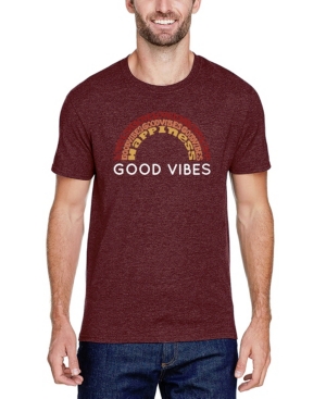 Shop La Pop Art Men's Premium Blend Word Art Good Vibes T-shirt In Burgundy