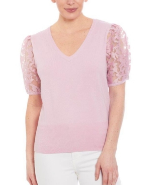Joseph A Women's Mixed Media Sweater In Fragrant Lilac