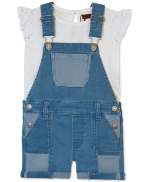 7 for All Mankind Baby Girls 2-Pc Ruffle Top & Shortalls Set