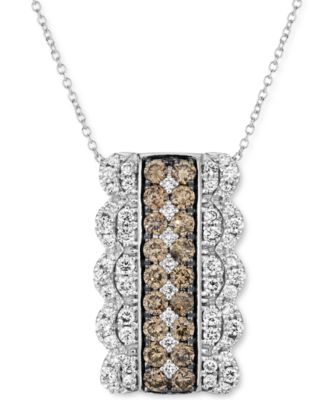 Nude Diamond (5/8 ct. t.w.) & Chocolate Diamond (3/4 ct. t.w.) Pendant Necklace in 14k White Gold, 18" + 2" extender