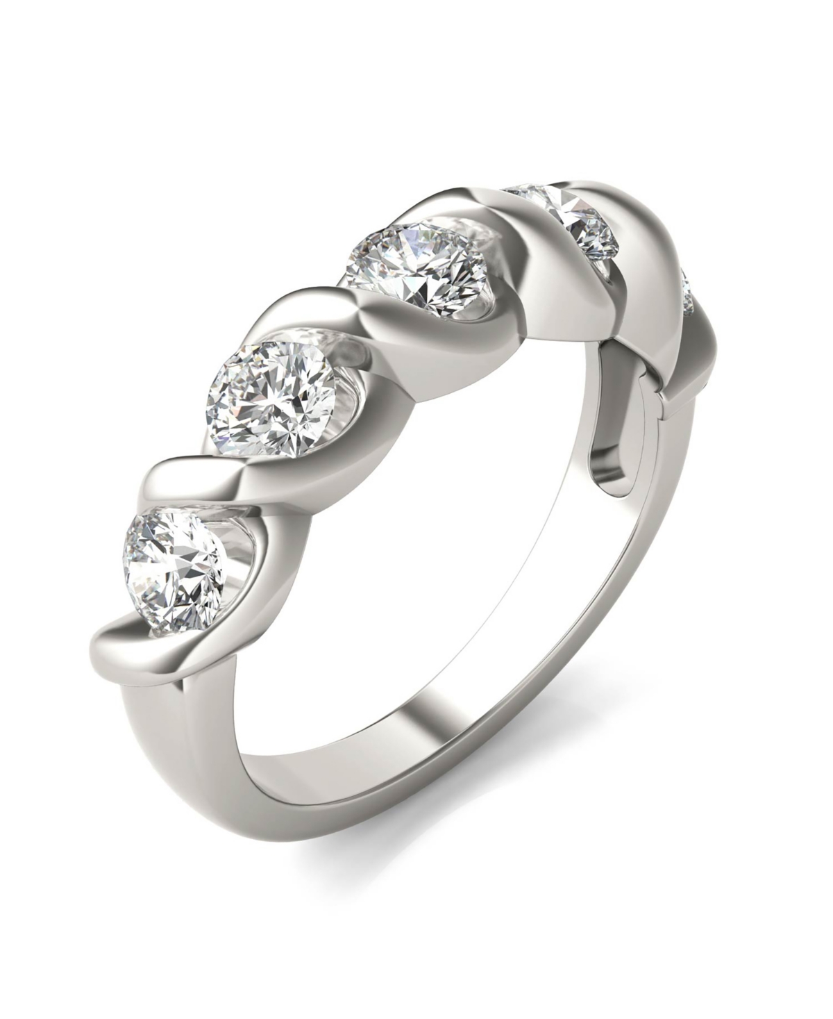 Moissanite Bypass Band 1-1/6 ct. t.w. Diamond Equivalent in 14k White or Yellow Gold - White Gold