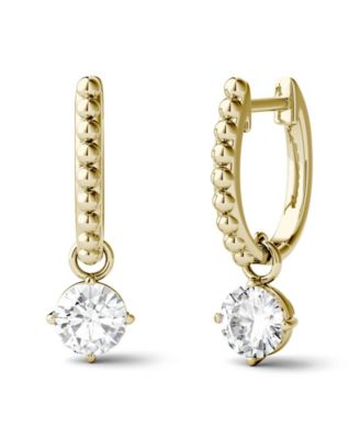Moissanite Beaded Drop Earrings 1 ct tw Diamond Equivalent in 14k Gold - Gold 2400$