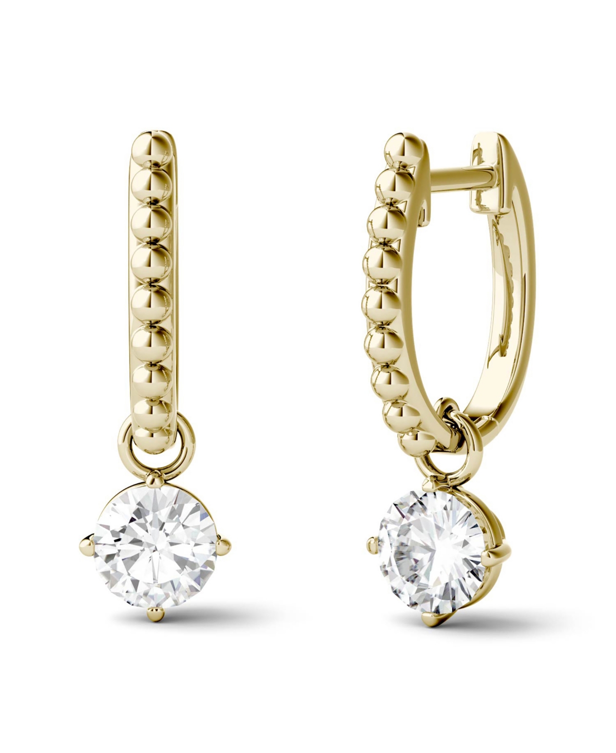 Shop Charles & Colvard Moissanite Beaded Drop Earrings 1 Ct. T.w. Diamond Equivalent In 14k Gold