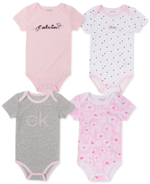 Calvin Klein Baby Girls 4-Pack Printed Bodysuits