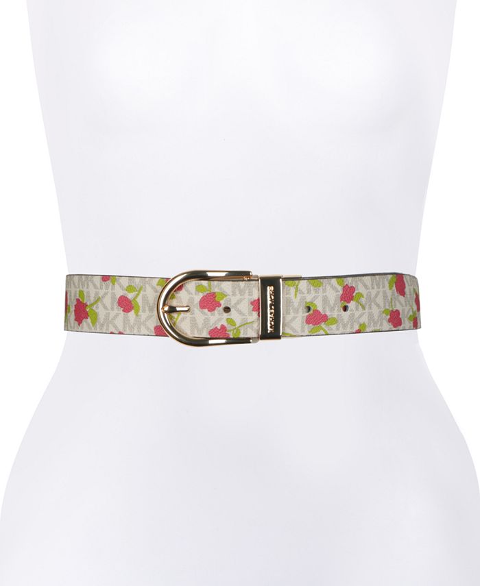 Michael Kors Reversible Floral Logo Belt - Macy's