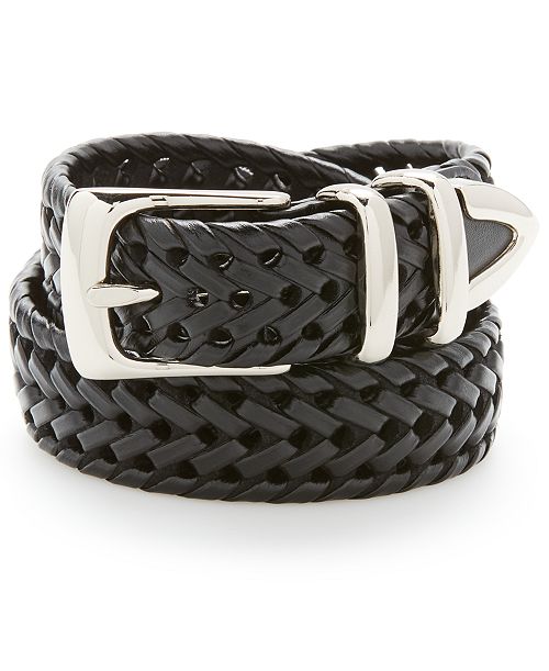 alfani Perry Ellis Portfolio Men's Leather Braided Belt Men's Fashion & Accessories
