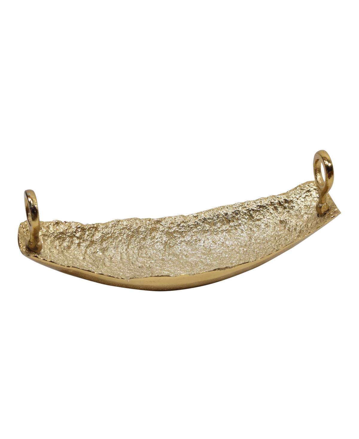Classic Touch 15.25"l Gold Boat Shaped Dish Hammered Finish
