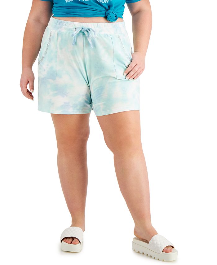 FULL CIRCLE TRENDS Trendy Plus Size Embellished Tie-Dyed Shorts - Macy's