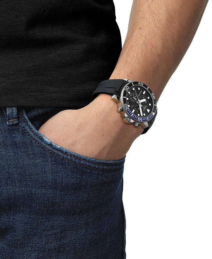 Tissot - Men's Swiss Chronograph Seastar 1000 Black Rubber Strap Watch 46mm