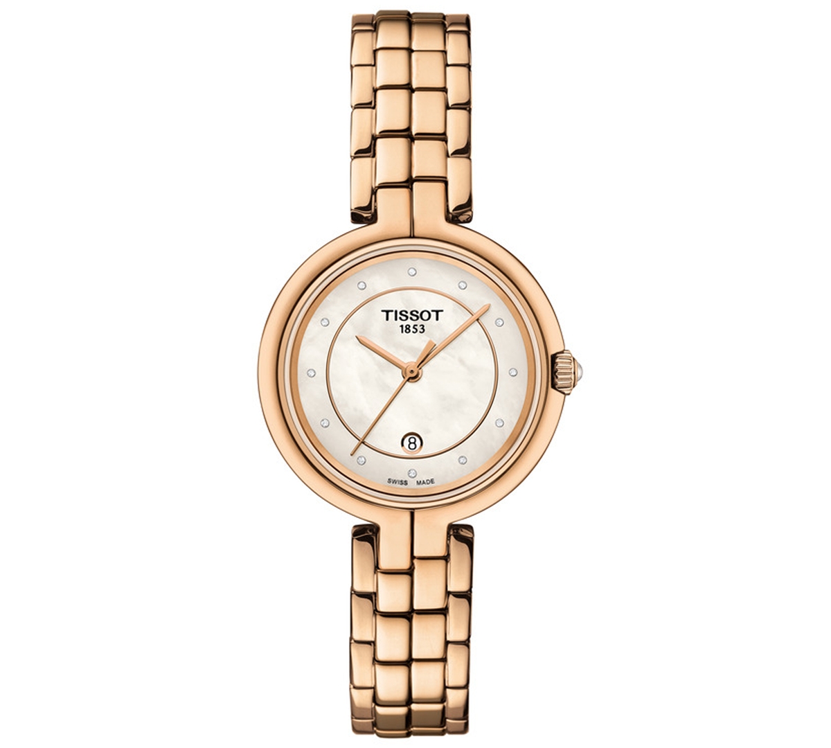 Women's Swiss Flamingo Diamond Accent Rose Gold Pvd Stainless Steel Bracelet Watch 30mm - White Mother Of Pearl