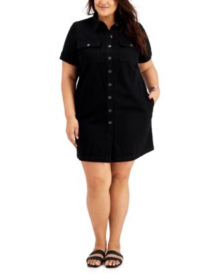 Style & Co - Plus Size Button-Front Cotton Denim Dress