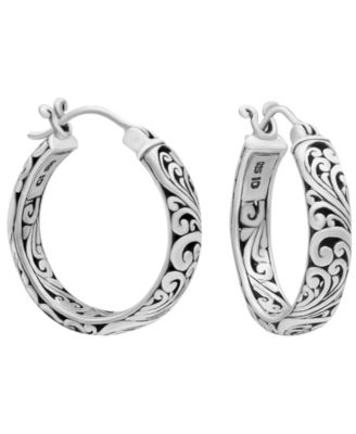 DEVATA - Bali Filigree Hoop Earrings in Sterling Silver