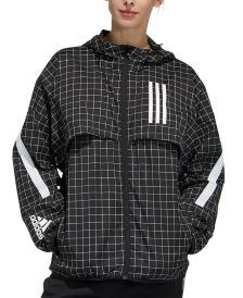 Women's PrimeBlue Checked Hooded Windbreaker