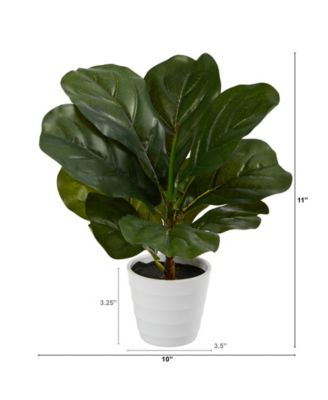 11" Fiddle Leaf Artificial Plant in Planter, Real Touch