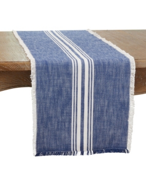 Saro Lifestyle Striped Table Runner with Fringe Design 72