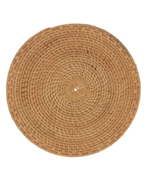 Shop Saro Lifestyle Rattan Placemats With Woven Design, Set Of 4, 15" X 15" In Beige