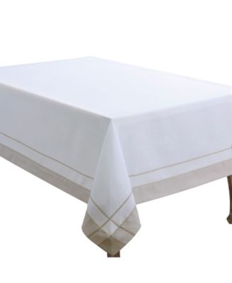 Casual Tablecloth with Banded Border Design, 126" x 72"