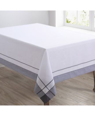 Casual Tablecloth with Banded Border Design, 144" x 72"