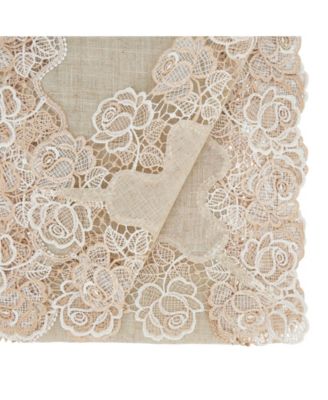 Lace Table Runner with Rose Border Design, 120" x 16"