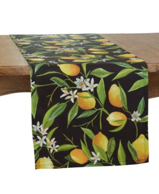 Outdoor Table Runner with Lemon Design, 72" x 16"