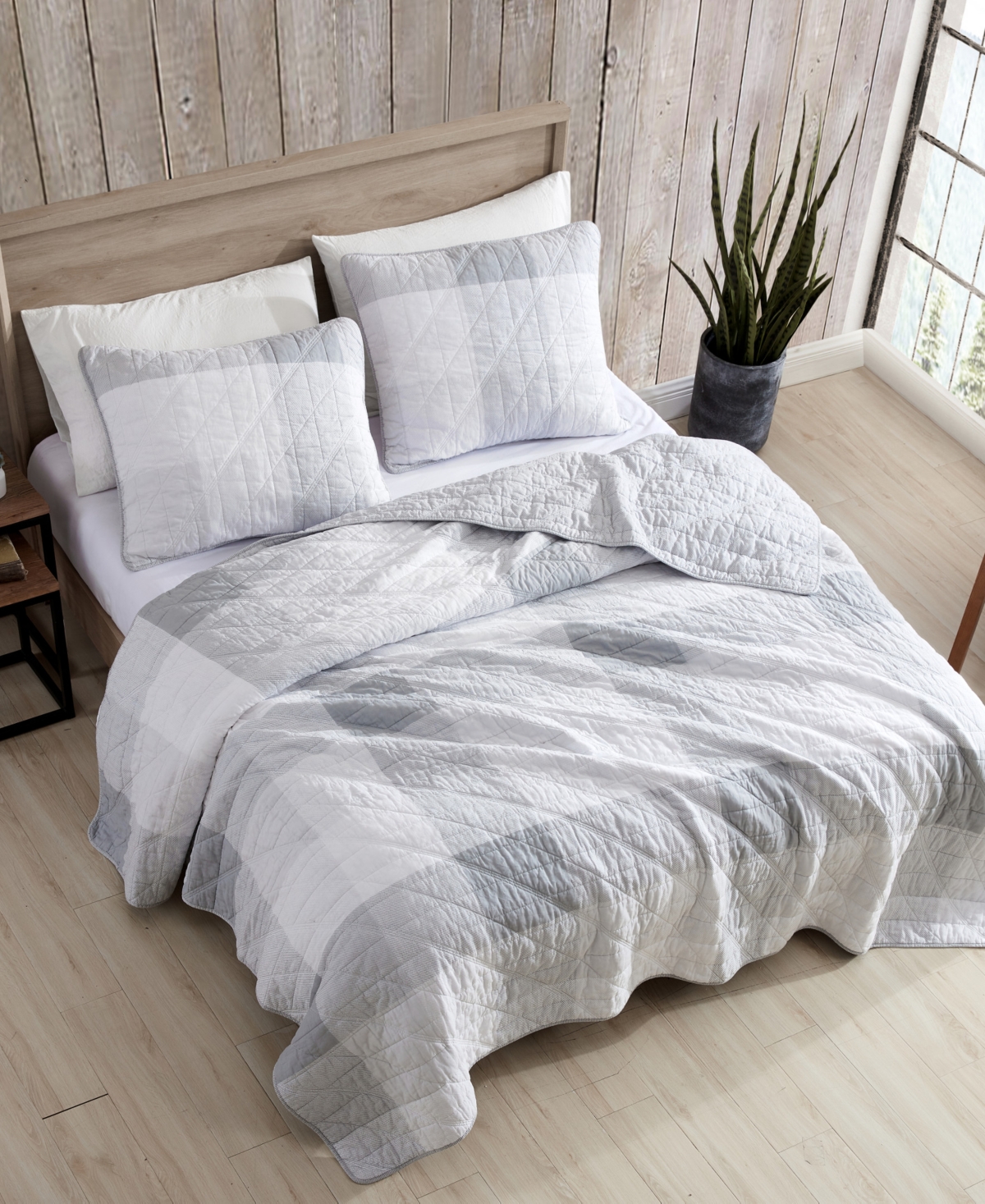Closeout! Eddie Bauer Boulder Plaid Reversible 3-Piece Quilt Set