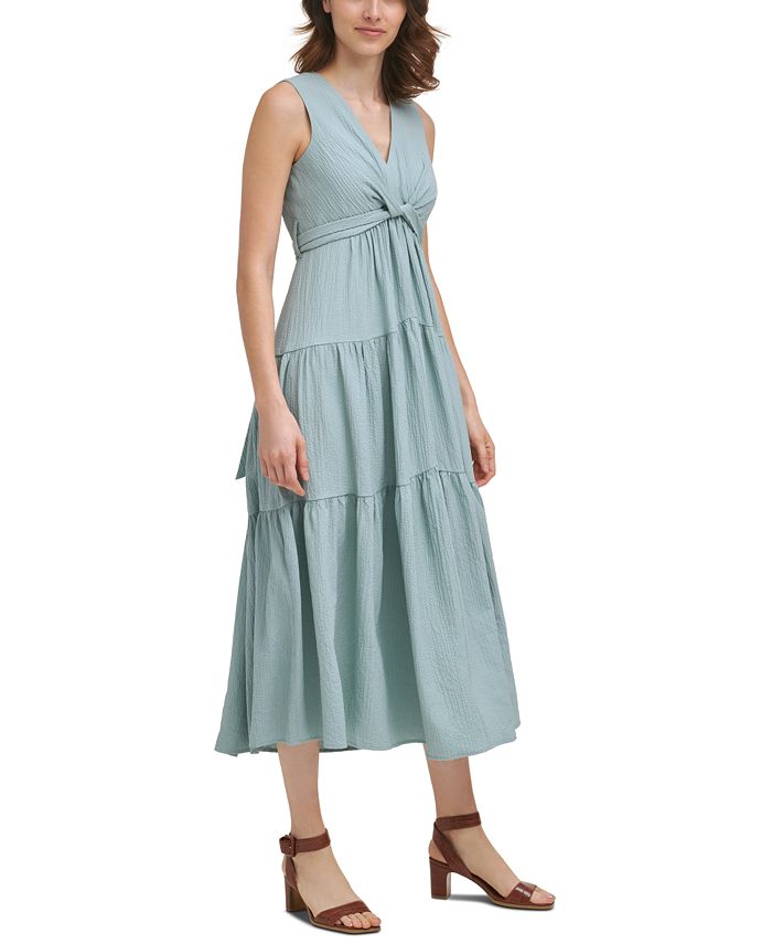 Calvin Klein Tiered V-Neck Gauze Maxi Dress - Macy's