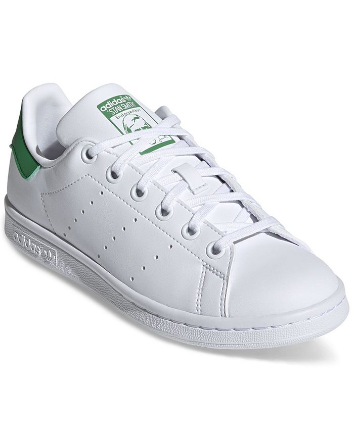 Finish Line Shoes Flat Shoes Casual Shoes Big Kids Originals Stan Smith Primegreen Casual Shoes in White/White Size 4.0 