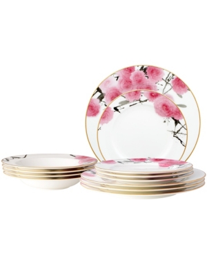Noritake Yae 12 Pc Dinnerware Set, Service For 4 In Pink And White