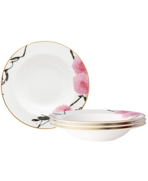 Noritake Yae Set Of 4 Soups, 8 1/2", 12 Oz. In White And Pink
