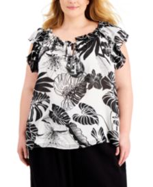 Plus Size Printed Ruffled Top