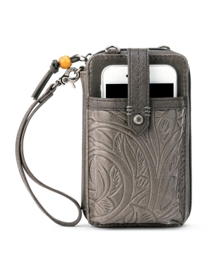 The Sak Iris North South Leather Smartphone Crossbody In Slate