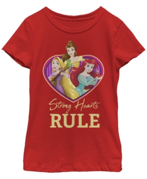Big Girls Disney Princesses Strong Hearts Rule Short Sleeve T-shirt