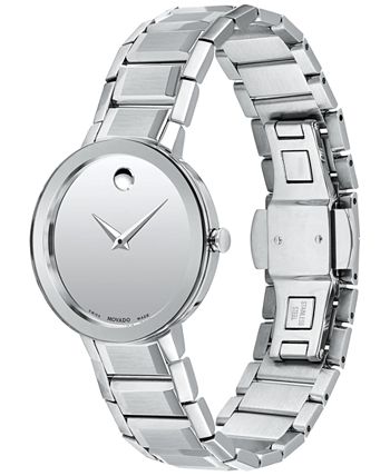 Movado - Women's Swiss Sapphire Stainless Steel Bracelet Watch 28mm