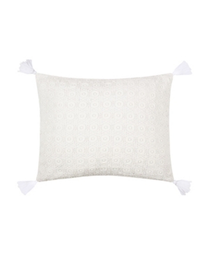 Levtex Fiori Eyelet Overlay Decorative Pillow, 14" X 18" In White