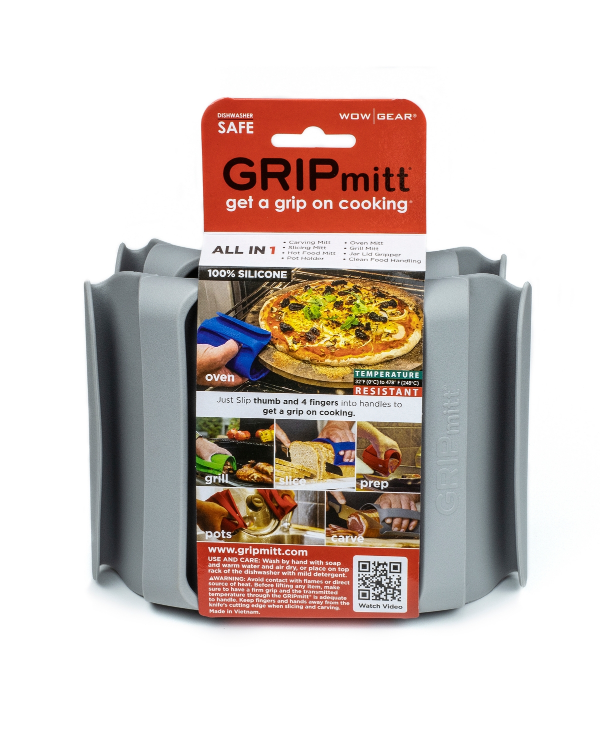 KitchenAid Ribbed Soft Silicone Oven Mitt Set, 7x13, Grey 2 Count
