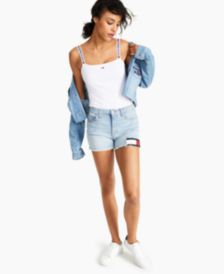 Flag Denim Shorts