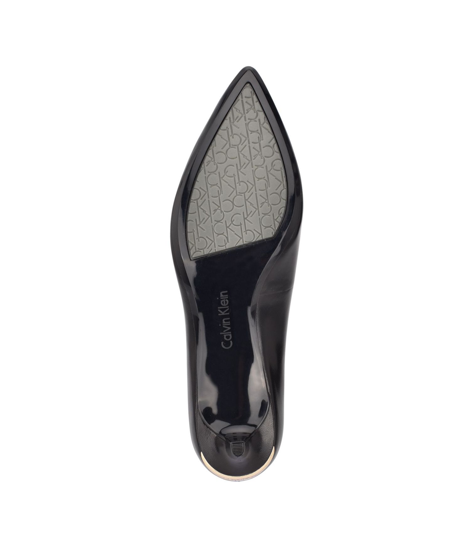 Женские туфли Calvin Klein Gabrianna Pointed Toe Kitten Heel Pumps, цвет: Чёрный кожаный — фото 5