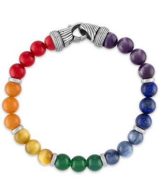 Esquire Men's Jewelry Multi-Stone Rainbow Beaded Bracelet in